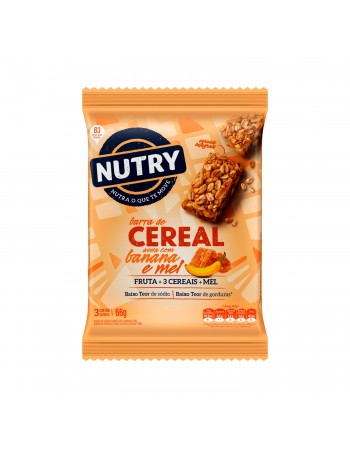 Barra De Cereais Nutry Aveia Banana E Mel - Nutrimental - Caixeta Com 3 Unidades De 22G